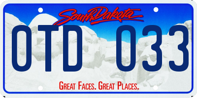 SD license plate 0TDO33