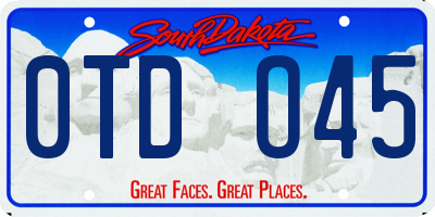 SD license plate 0TDO45