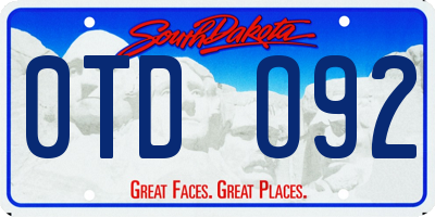 SD license plate 0TDO92