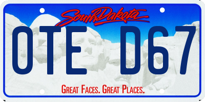 SD license plate 0TED67