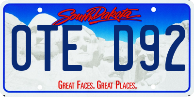 SD license plate 0TED92