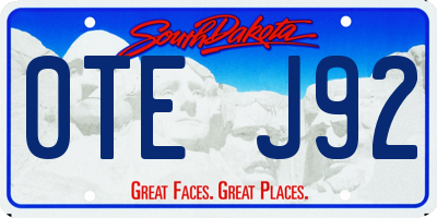 SD license plate 0TEJ92