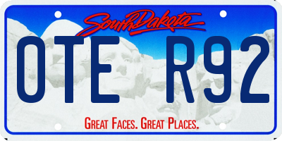 SD license plate 0TER92