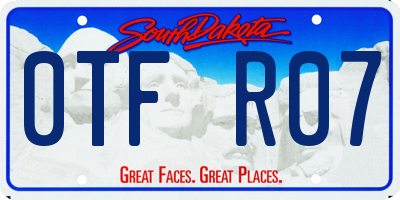 SD license plate 0TFR07