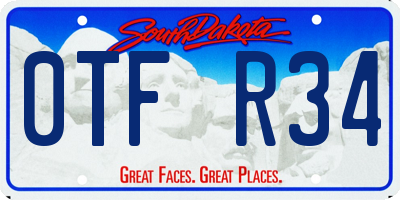 SD license plate 0TFR34