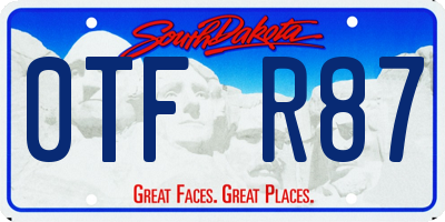 SD license plate 0TFR87