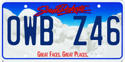 SD license plate 0WBZ46