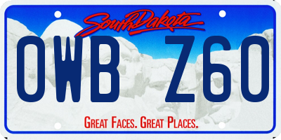 SD license plate 0WBZ60