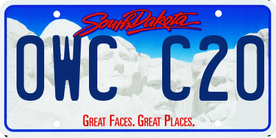 SD license plate 0WCC20