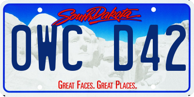 SD license plate 0WCD42