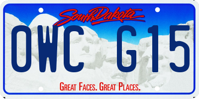 SD license plate 0WCG15