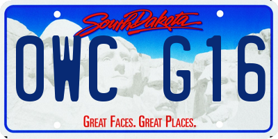 SD license plate 0WCG16