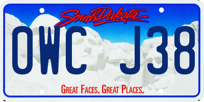 SD license plate 0WCJ38