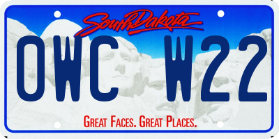 SD license plate 0WCW22