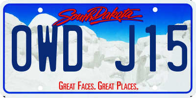 SD license plate 0WDJ15