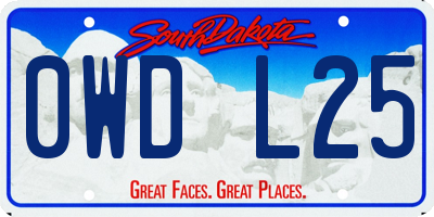 SD license plate 0WDL25