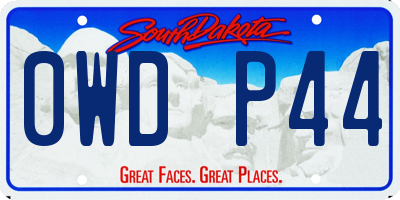 SD license plate 0WDP44