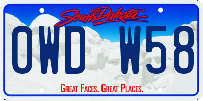SD license plate 0WDW58