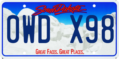 SD license plate 0WDX98