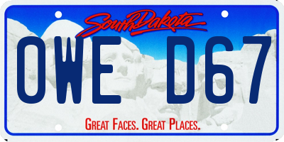 SD license plate 0WED67