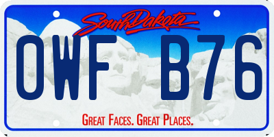SD license plate 0WFB76
