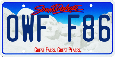 SD license plate 0WFF86