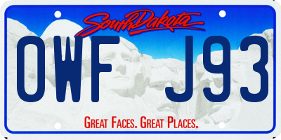 SD license plate 0WFJ93