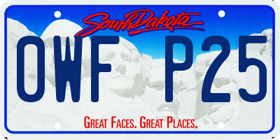 SD license plate 0WFP25