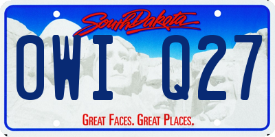 SD license plate 0WIQ27