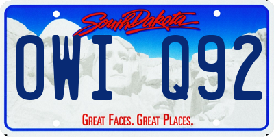 SD license plate 0WIQ92