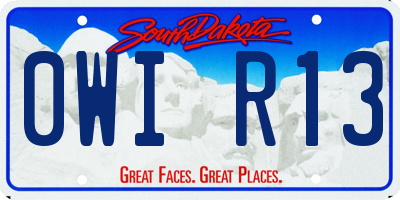SD license plate 0WIR13