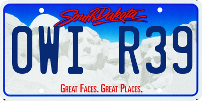 SD license plate 0WIR39