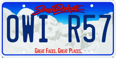 SD license plate 0WIR57