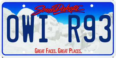 SD license plate 0WIR93