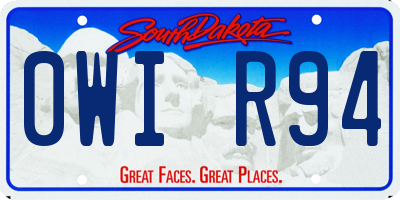 SD license plate 0WIR94