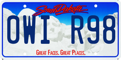 SD license plate 0WIR98