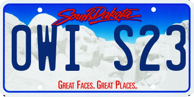 SD license plate 0WIS23