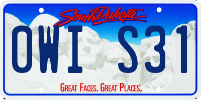 SD license plate 0WIS31