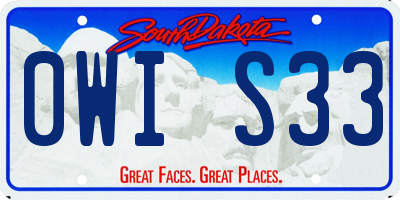 SD license plate 0WIS33