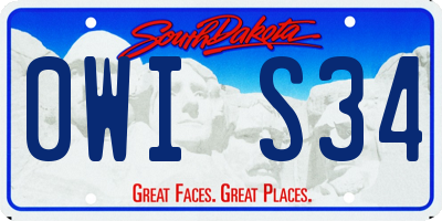 SD license plate 0WIS34