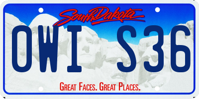 SD license plate 0WIS36