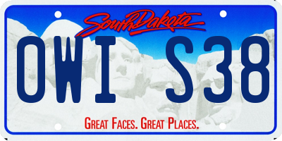 SD license plate 0WIS38