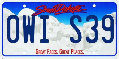 SD license plate 0WIS39