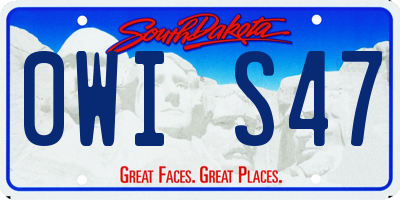 SD license plate 0WIS47