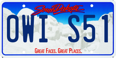 SD license plate 0WIS51