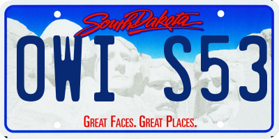 SD license plate 0WIS53