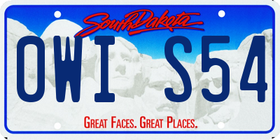 SD license plate 0WIS54