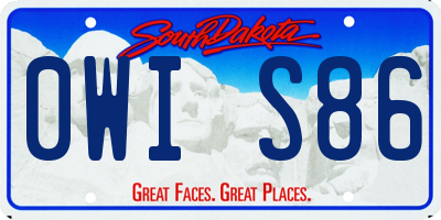 SD license plate 0WIS86
