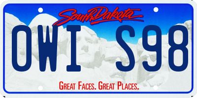 SD license plate 0WIS98