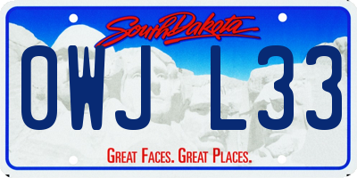 SD license plate 0WJL33